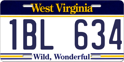 WV license plate 1BL634