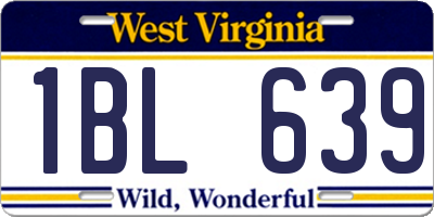 WV license plate 1BL639
