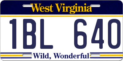 WV license plate 1BL640