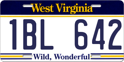 WV license plate 1BL642