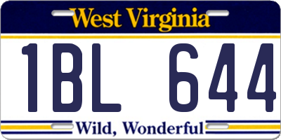 WV license plate 1BL644