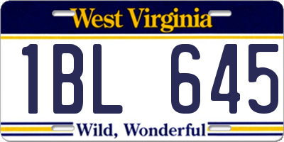 WV license plate 1BL645