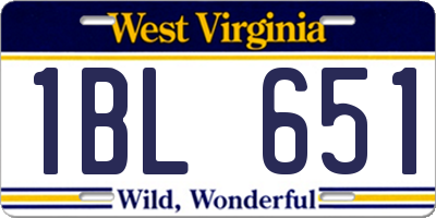 WV license plate 1BL651