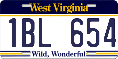 WV license plate 1BL654