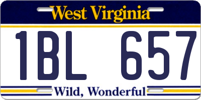 WV license plate 1BL657