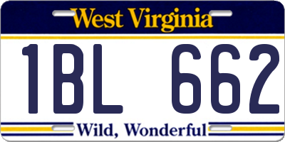 WV license plate 1BL662