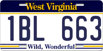 WV license plate 1BL663