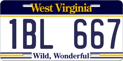 WV license plate 1BL667