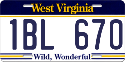 WV license plate 1BL670