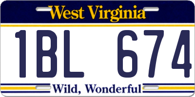 WV license plate 1BL674
