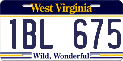 WV license plate 1BL675