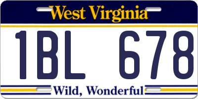 WV license plate 1BL678