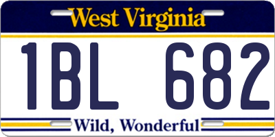 WV license plate 1BL682