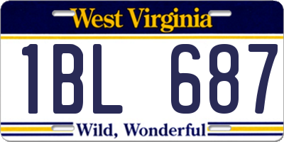 WV license plate 1BL687