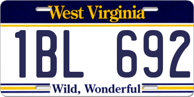 WV license plate 1BL692