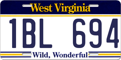 WV license plate 1BL694
