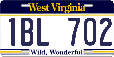 WV license plate 1BL702