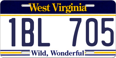 WV license plate 1BL705