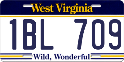 WV license plate 1BL709