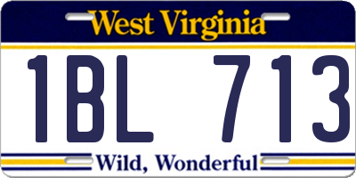 WV license plate 1BL713