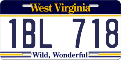 WV license plate 1BL718
