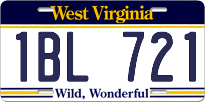 WV license plate 1BL721