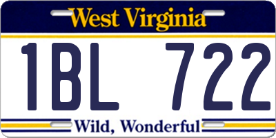 WV license plate 1BL722
