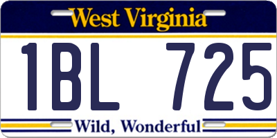 WV license plate 1BL725