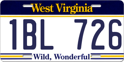 WV license plate 1BL726
