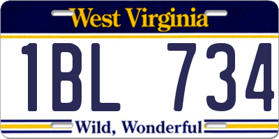 WV license plate 1BL734