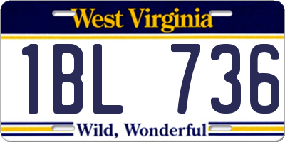 WV license plate 1BL736