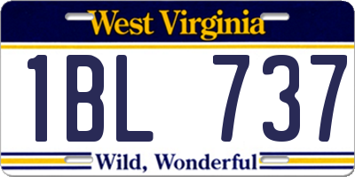 WV license plate 1BL737