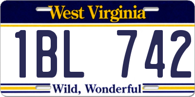 WV license plate 1BL742