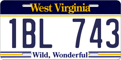 WV license plate 1BL743