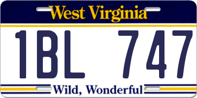 WV license plate 1BL747