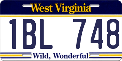 WV license plate 1BL748