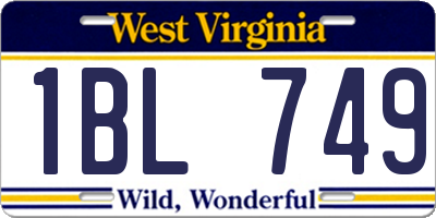 WV license plate 1BL749