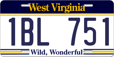 WV license plate 1BL751