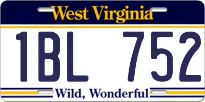 WV license plate 1BL752