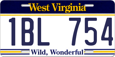 WV license plate 1BL754