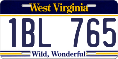 WV license plate 1BL765