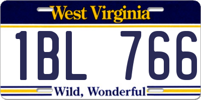 WV license plate 1BL766