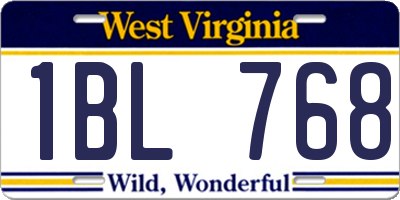 WV license plate 1BL768