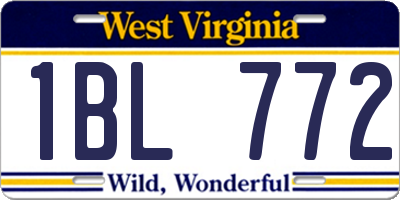 WV license plate 1BL772
