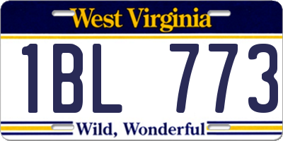 WV license plate 1BL773
