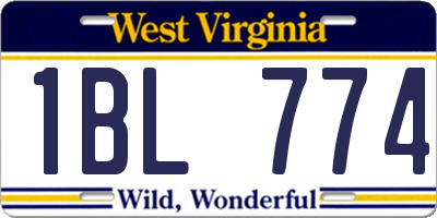 WV license plate 1BL774