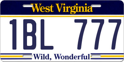 WV license plate 1BL777