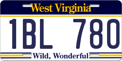WV license plate 1BL780