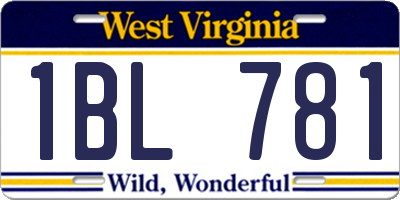 WV license plate 1BL781