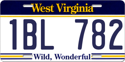 WV license plate 1BL782